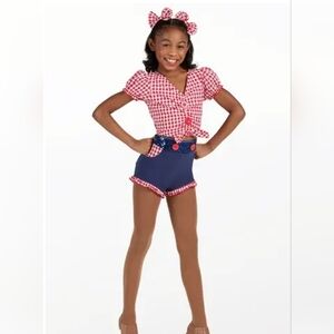 Girl's 2-Piece Cowgirl Inspired Dance Costume with Matching Hair Bow